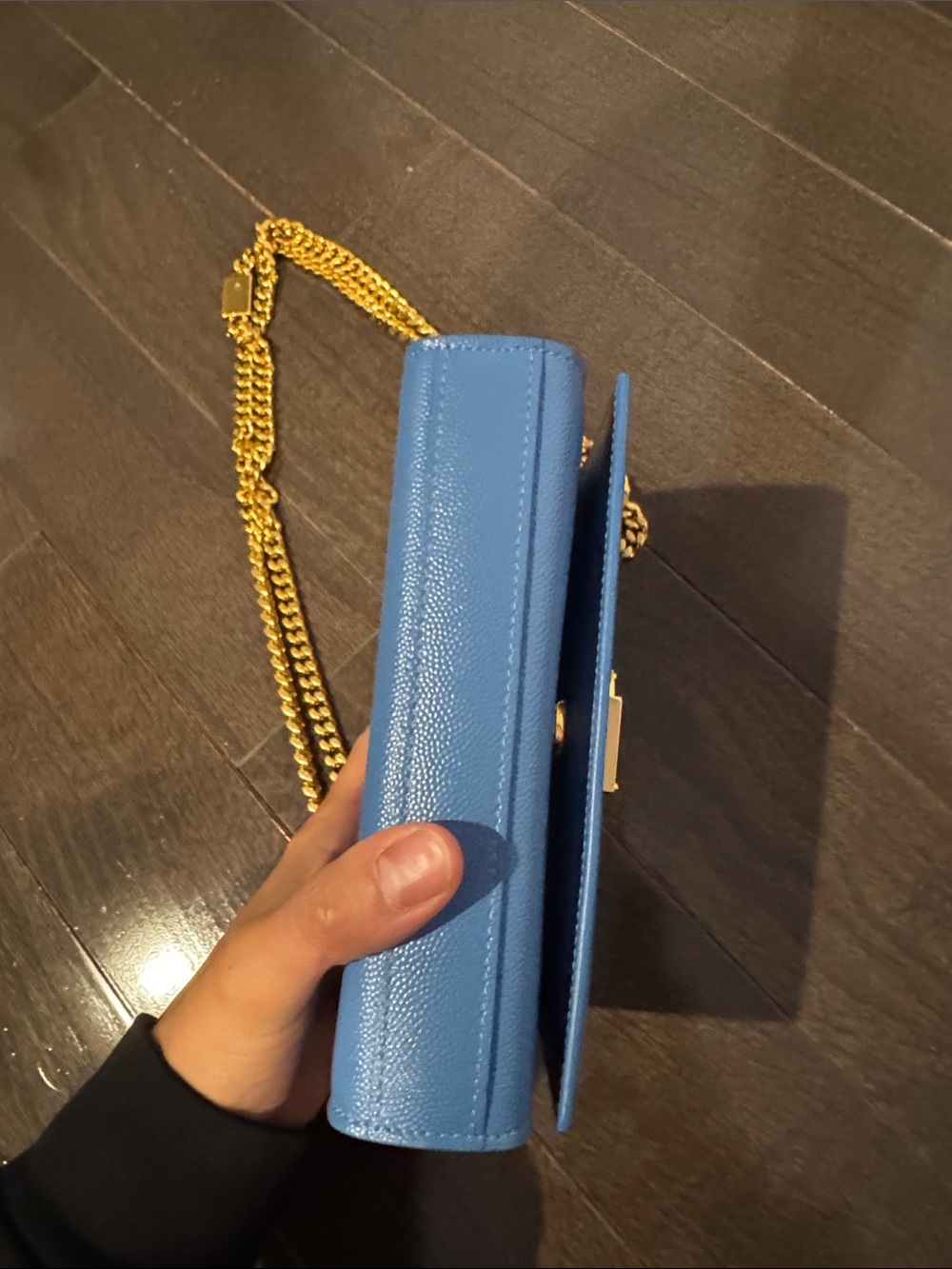 Saint Laurent Blue Leather Monogram Chain Crossbody - Picture 4 of 7